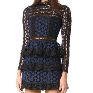 Self-Portrait Navy Star Lace High Neck Dress
